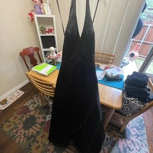Size 6 black with hand sewn jewels and beads dress
